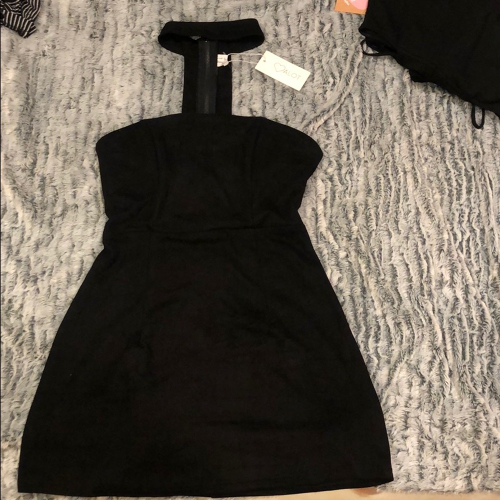 LF Suede Strapless Choker Dress